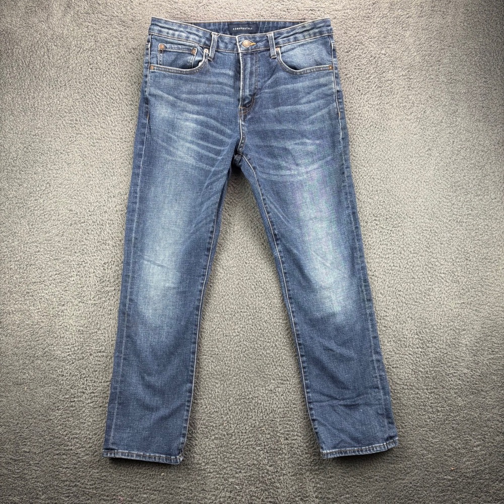 Aeropostale‎ Athletic Straight Mens Blue Denim Jeans Size 32 30